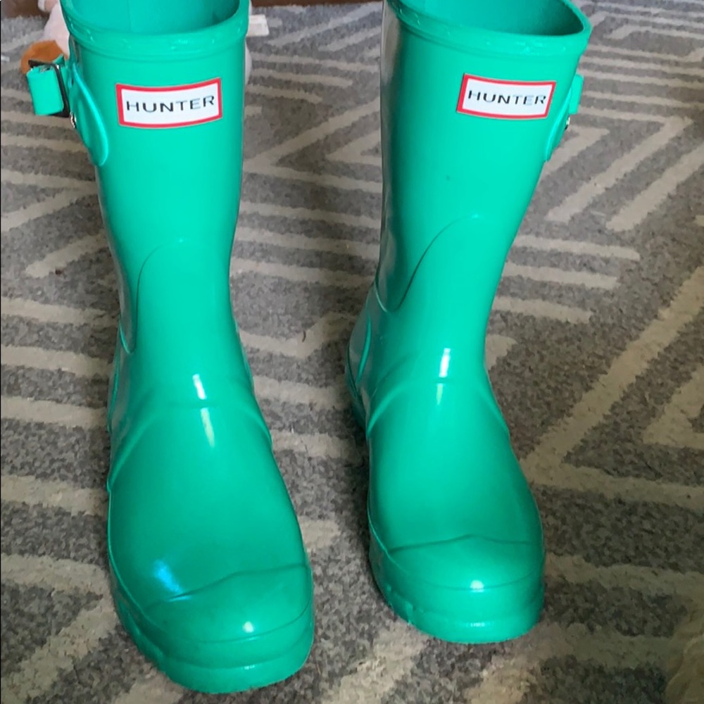 Teal/ green hunter boots